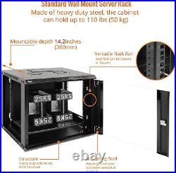 9U Wall Mount Server Cabinet IT Network Rack Enclosure Lockable Door and Side Pa