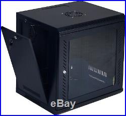 9U Wall-Mounted IT Network Server Data Cabinet Enclosure Rack With Glass Door