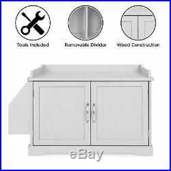 BCP Large Wooden Cat Litter Box Enclosure Cabinet & Side Table with Magazine Rack