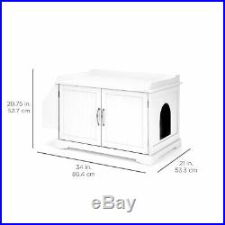 BCP Large Wooden Cat Litter Box Enclosure Cabinet & Side Table with Magazine Rack