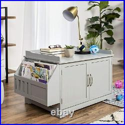 Cat Litter Box Enclosure Cabinet Magazine Rack Side Table Gray Furniture Cats