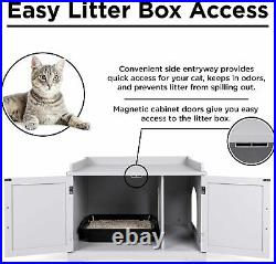Cat Litter Box Enclosure Cabinet Magazine Rack Side Table Gray Furniture Cats