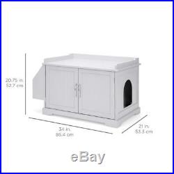 Cat Litter Box Wood Enclosure Cabinet & Side Table with Magazine Rack