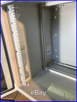 Hoffman 13U Wall Mount Rack Server Cabinet Enclosure 23-5/8x23dx25h GlassDoor
