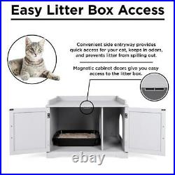 Large Wooden Indoor Hidden Cat Litter Box Enclosure-Cabinet-Book Rack-Bench Pet