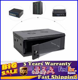 Modern 4U Wall Mount Network Server Cabinet Enclosure Rack Black With Lock Door