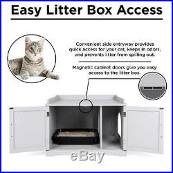 NEW Large Wooden Cat Litter Box Enclosure Cabinet & Side Table with Magazine Rack