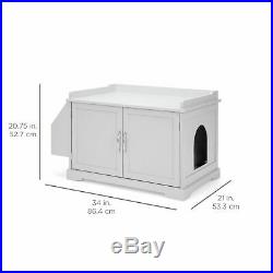 NEW Large Wooden Cat Litter Box Enclosure Cabinet & Side Table with Magazine Rack