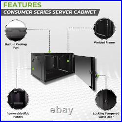 NavePoint Server Rack Enclosure with Glass Door, Cooling Fan, Locks, &