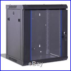 Network Server Data Equipment Cabinet Wallmount Rack Enclosure Glass Door Fan
