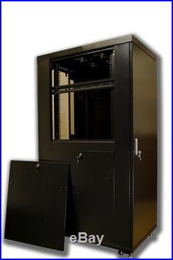 SYSRACKS 32U Free Standing Server Rack Cabinet Enclosure Locakble Glass Door