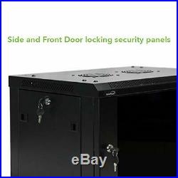 Server Network Rack Deluxe IT Cabinet 19 Wallmount Enclosure Glass Door Locking