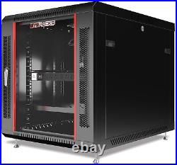 Server Rack 12U Enclosed 35-Inch Deep Cabinet Locking Networking Data Enclosure