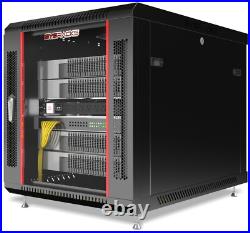 Server Rack 12U Enclosed 35-Inch Deep Cabinet Locking Networking Data Enclosure