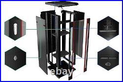 Server Rack Cabinet 15U 35 inch Deep Enclosure Power Strip Fan Casters