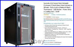 Sysracks 22U Server Rack Network Enclosure 39 inch Deep Data Cabinet on Wheels