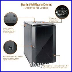 TECMOJO 18U Wall Mount Server Cabinet Network Enclosure Lockable Glass Door