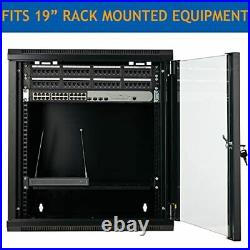 Tedgetal 9U Wall Mount Server Cabinet Network Rack Enclosure Locking Glass Door