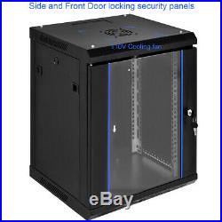 Wall Mount Network Server Data Cabinet Enclosure Rack Glass Door Lock W