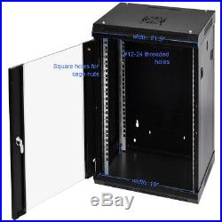 Wall Mount Network Server Data Cabinet Enclosure Rack Glass Door Lock W
