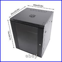 Wall Mounted Server Data Cabinet Enclosure Rack With Glass Door 15U 132.28lbs US