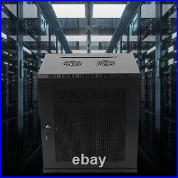 Wall Mounted Server Rack 12U Cabinet Locking Networking Data Enclosure Lock Door