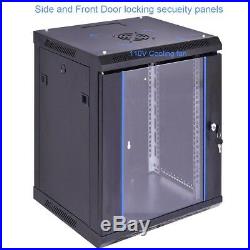 Wallmount 18U Locking Glass Door Enclosure Data Network Server Rack Cabinet US