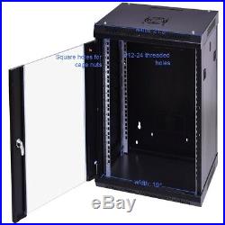 Wallmount 18U Locking Glass Door Enclosure Data Network Server Rack Cabinet US